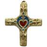 Croix bronze émaillé avec Sacré-Coeur et fleur de lys - 11, 5 cm