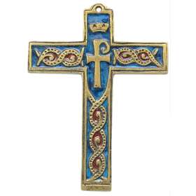 Cross bronze enamelled symbol - 14 cm