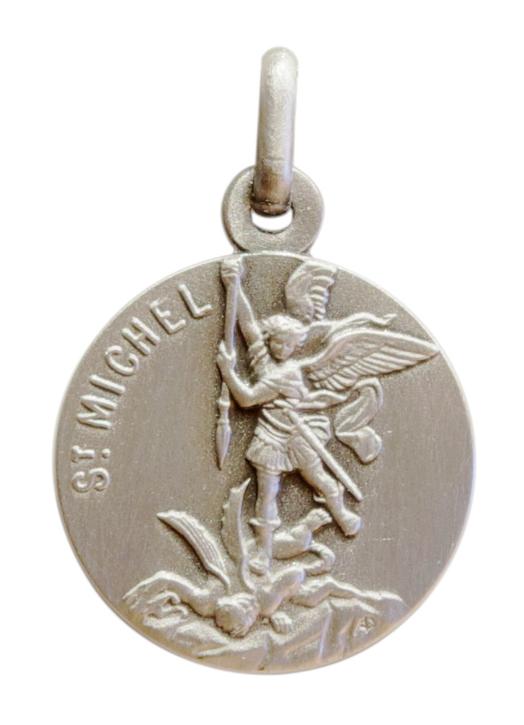 Saint Michael medal, silver metal - 18 mm (Réf. MED4025)