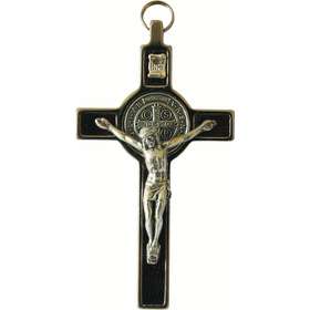 Crucifix de Saint Benoît, métal et bois 80 mm (Crucifix de saint Benoît)
