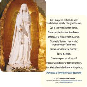 Cartes-prière de la Vierge Marie à l'Ile-Bouchard (Recto-Verso)