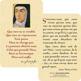 Cartes-prière Sainte Thérèse d'Avila (Recto-Verso)