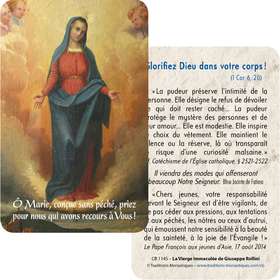 Cartes-prière La Vierge Immaculée de Giuseppe Rollini (Recto-Verso)