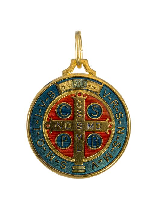 Medaille de saint Benoit, émaillée, 32 mm vente médailles religieuses