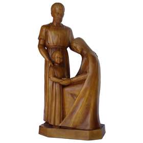 Statue of the Holy Family, 80 cm, light wood (Vue de face)