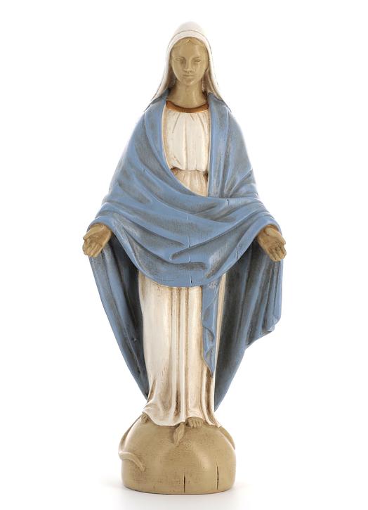 Statue de la Vierge miraculeuse moderne polychrome, 22 cm (Vue de face)