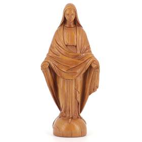 Estatua de madera clara moderna Virgen milagrosa, 22 cm (Vue de face)