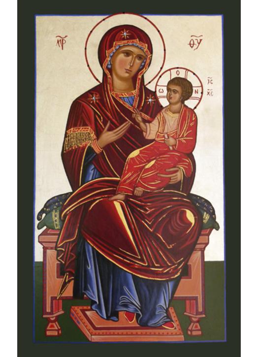 Icono de la Virgen María con Jesús entronizado