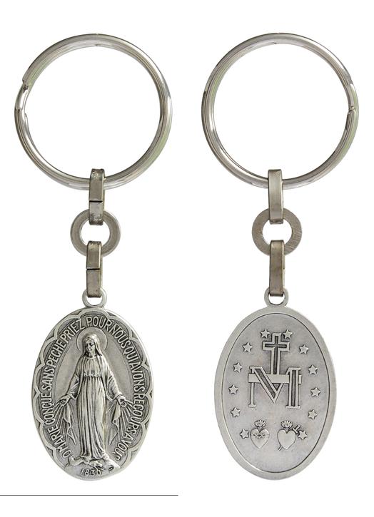 Porte-clé dizainier Apparition de Lourdes et Saint Christophe en