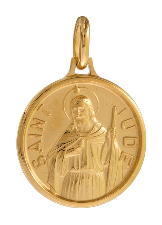 Medal of Saint Jude, gold plated metal - 18 mm