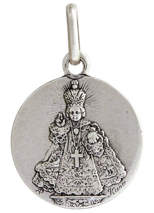 Medalla del Niño Jesús de Praga, plateado - 15 mm
