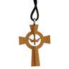 varnished wooden cross pendentive with dove