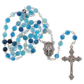 Rosary blue agate facet