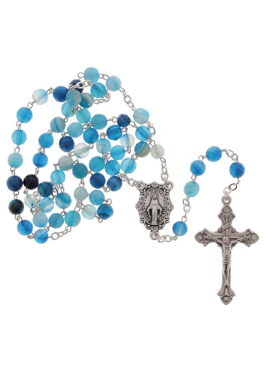 Rosary blue agate facet