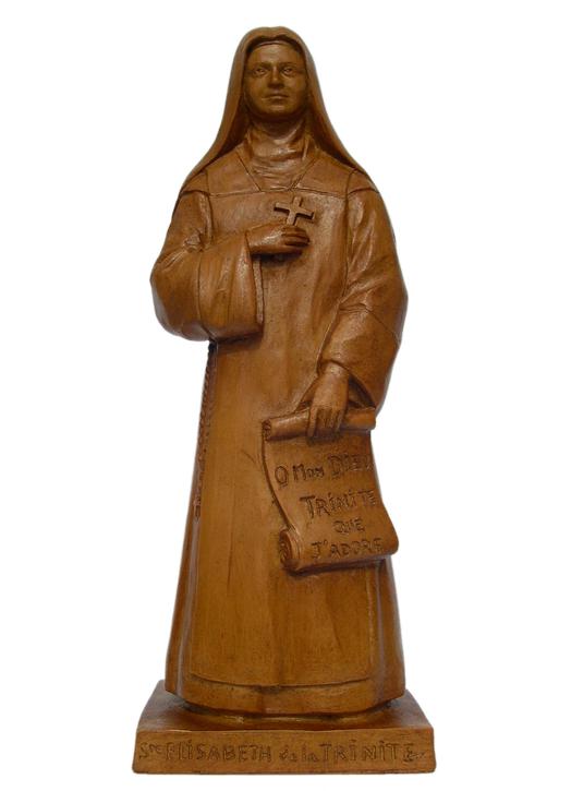 Statue of St. Elizabeth of the Trinity, 20 cm wood tone (Vue de face)