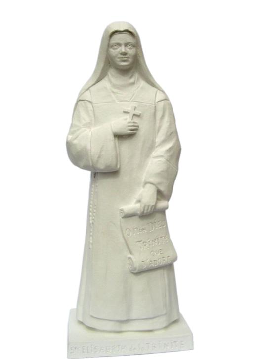 Statue of St. Elizabeth of the Trinity, 20 cm, white (Vue de face)