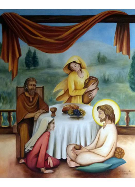 Icône de Jésus avec Marthe, Marie et Lazare