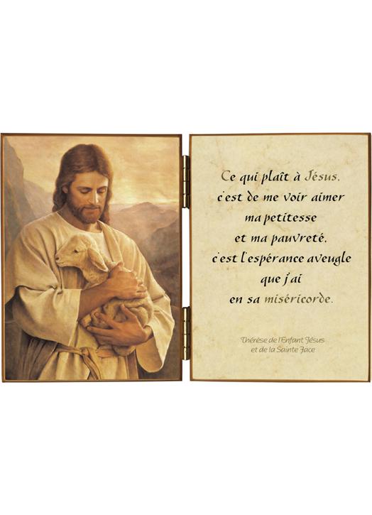 Le Bon Pasteur et une citation de saint Thérèse de l'Enfant-Jésus