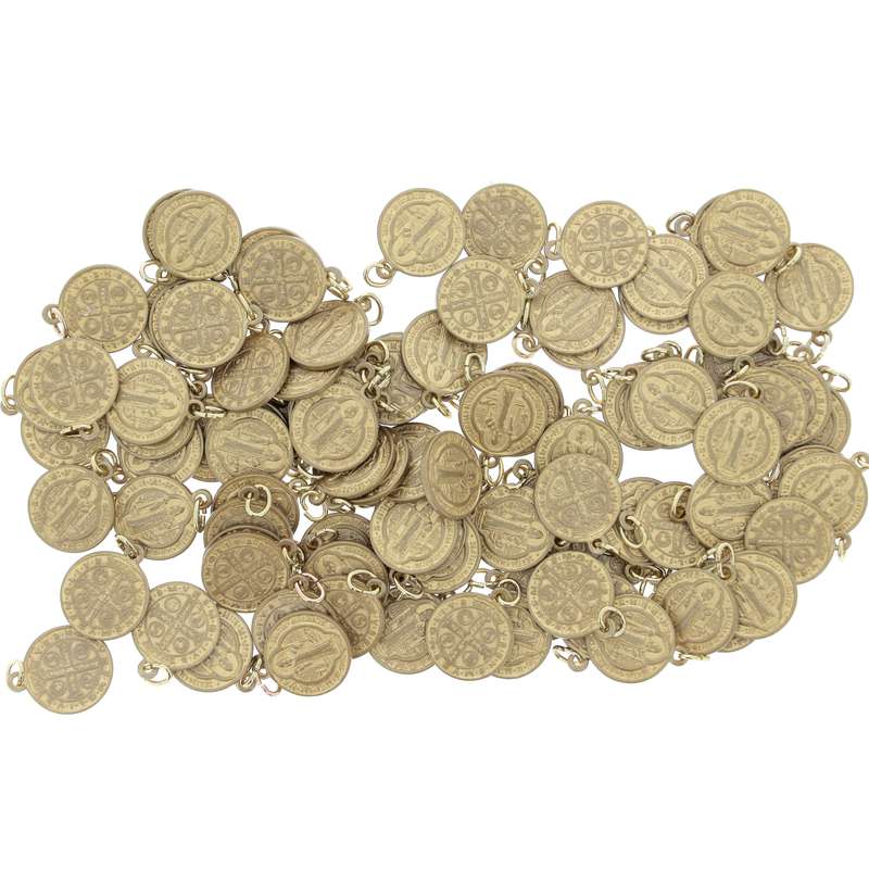 Médailles dorées de st Benoît aluminium - 18 mm - lot de 100 (Lot de 100 médailles)