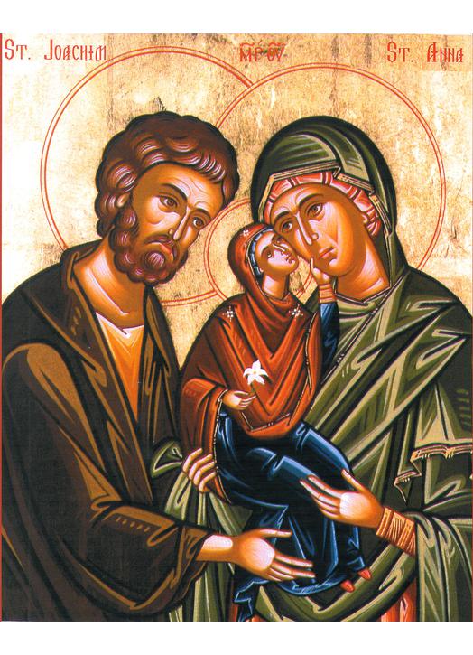 Icône de saints Joachim et Anne avec la sainte Vierge