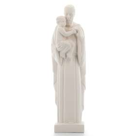 Estatua de San José con el Niño Jesús, moderno, blanco, 20 cm (Vue face)