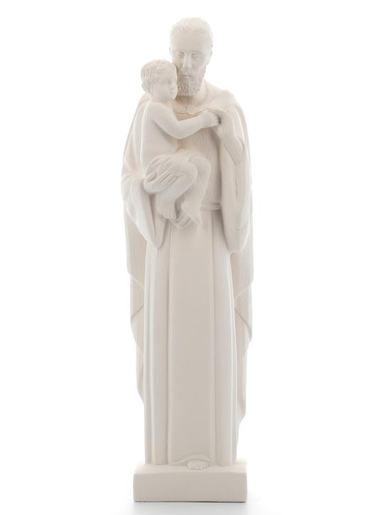 Estatua de San José con el Niño Jesús, moderno, blanco, 20 cm (Vue face)