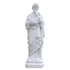 Statue of St. Joseph white Hydracal, 20 cm (Vue de face)