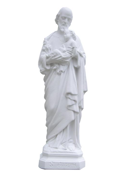 Statue of St. Joseph white Hydracal, 20 cm (Vue de face)