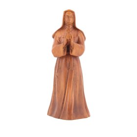 Statue de Sainte Marguerite Marie, 20 cm, bois clair (Vue de biais)