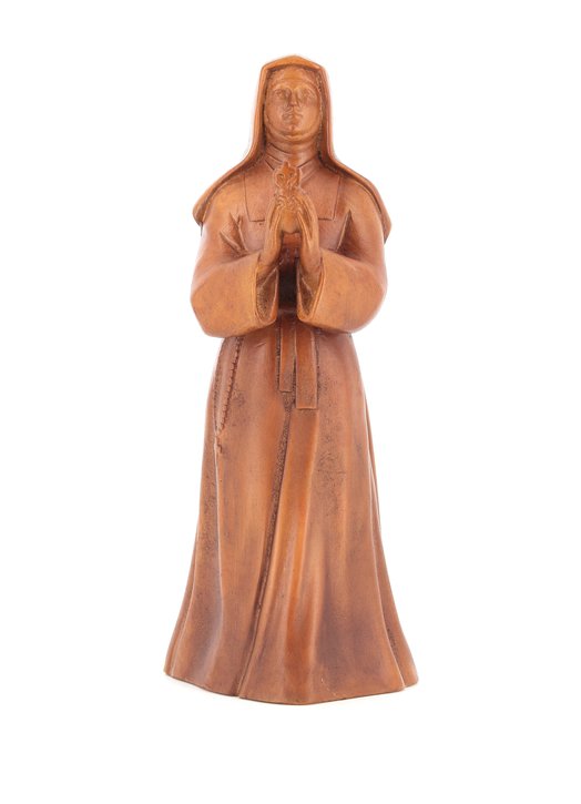 Estatua de Santa Margarita María, 20 cm, madera clara (Vue de biais)