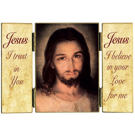 Triptych of the face of Jesus with invocations of confidence in english ...