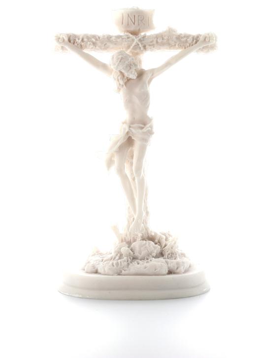 Crucifix sur socle, en albâtre, 22 cm (Vue de face)