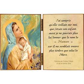 Maagd y het Kind met een citaat over Maria, onze Moeder