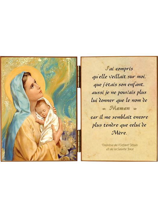 La Vierge et l'Enfant avec une citation sur Marie, notre Mère