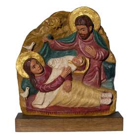 Bas-relief polychrome de la Nativité