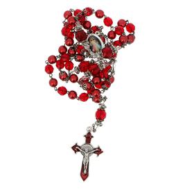 Vintage rosary in red glass of Bohemia