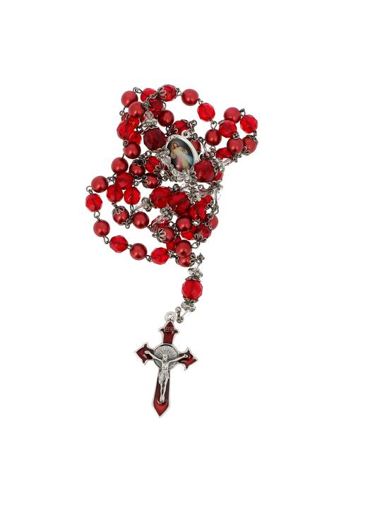 Vintage rosary in red glass of Bohemia