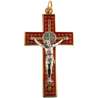 petit crucifix saint Benoît métal rouge et doré - 8 cm (Vue de face)