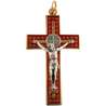 small crucifix Saint Benedict metal red and gold: 8 cm (Vue de face)