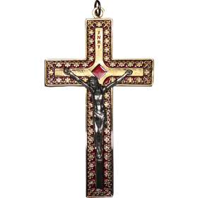 Crucifix métal rouge et doré - 12,5 cm (recto)