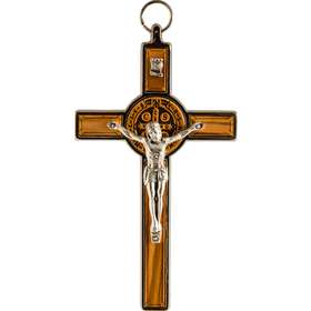 Crucifix de saint Benoît bois et métal - 12,7 cm (recto)