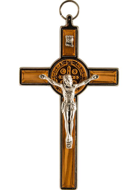 Crucifix de saint Benoît bois et métal - 12,7 cm (recto)