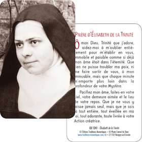 Card-prayer saint Elisabeth of the Trinity (Recto-Verso)