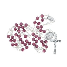 Rosary of St. Joseph, imitation purple cultured pearls
