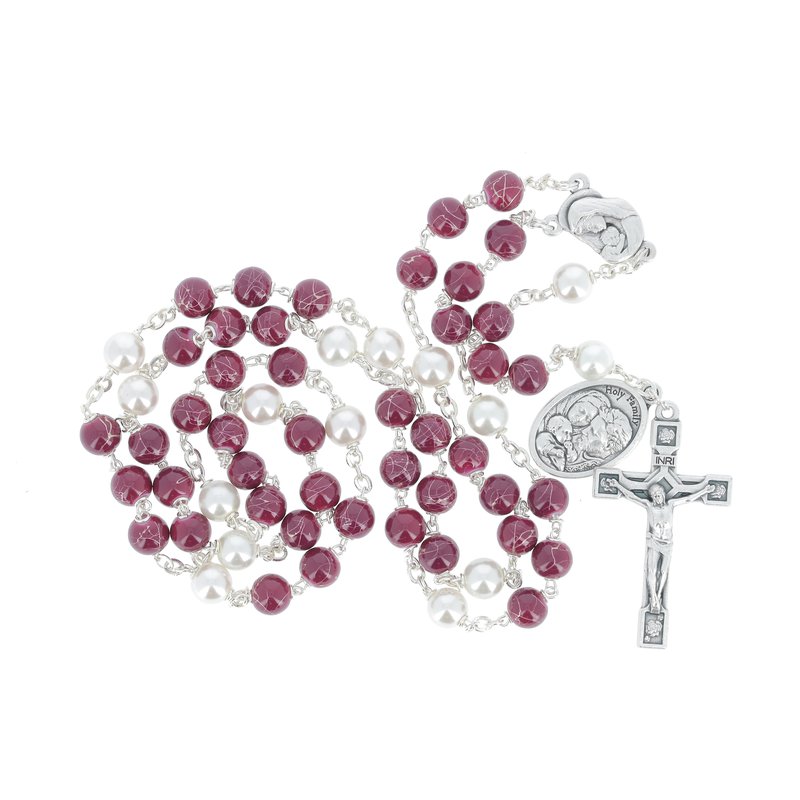 Chapelet de saint Joseph, imitation perles de culture violettes