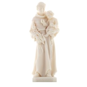 Statue de Saint Antoine de Padoue, 20 cm, en albâtre (Vue de face)