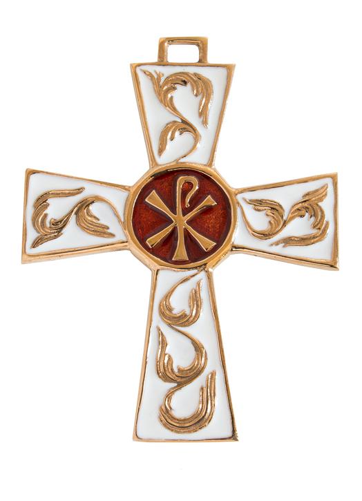 Croix en bronze avec chrisme - 9,3 cm