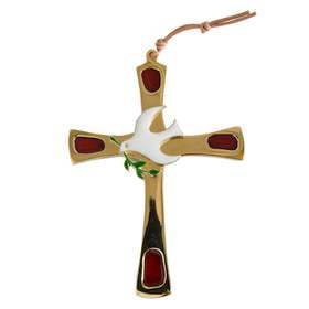 Cruz de bronce con paloma - 11 cm