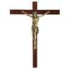 Crucifix en bronze sur bois éxotique - 22 cm