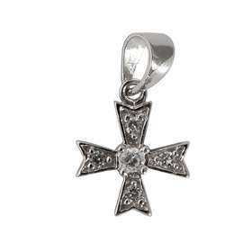 Maltese cross-pendentive and rhodium silver with rhinestones